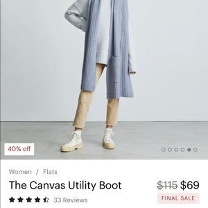 NWT Everlane Canvas Utility Boot in “Canvas” Colorway Size 8